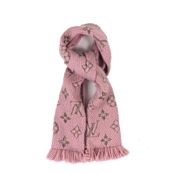 Louis Vuitton Pink Wool Silk Logomania Shine Scarf - Picture 1 of 5